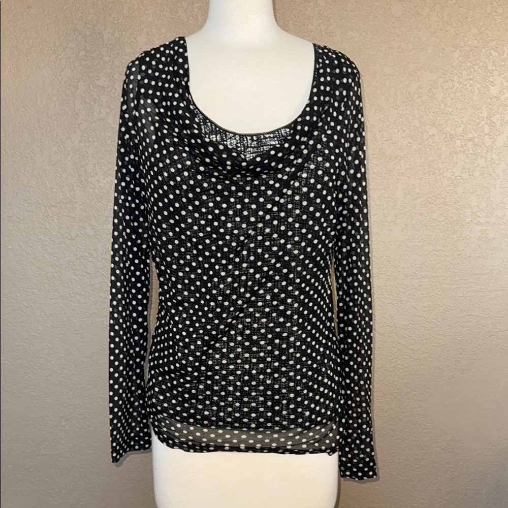 Lynn Richie Silk Blend Polka Dot Blouse